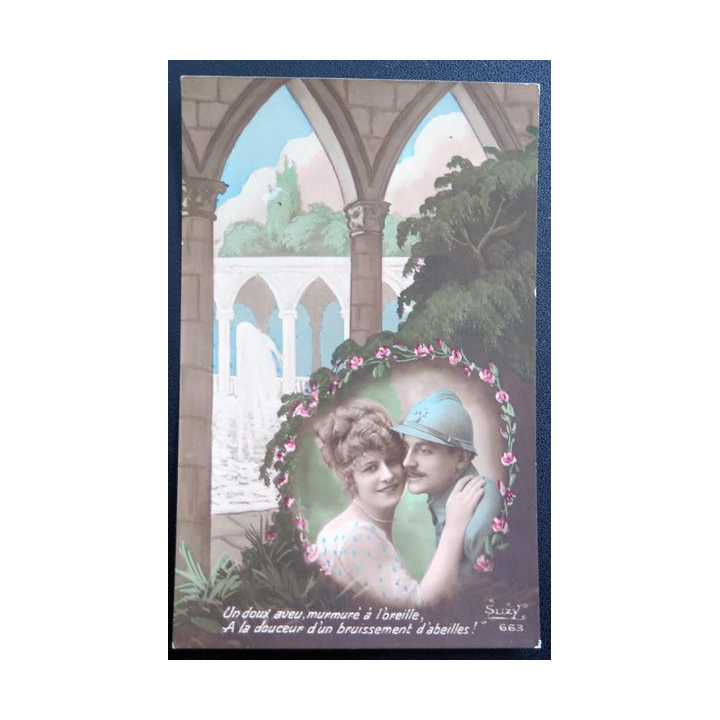 Carte postale Un doux aveu murmuré à l'oreille 1919