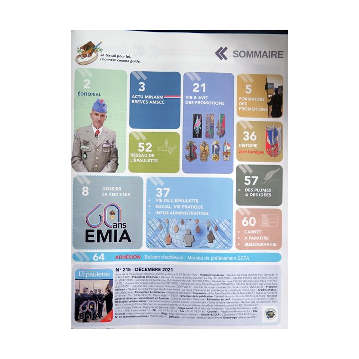 L'ÉPAULETTE n° 215 Décembre 2021 : Revue de l'épaulette sur les 60 Ans de l'EMIA