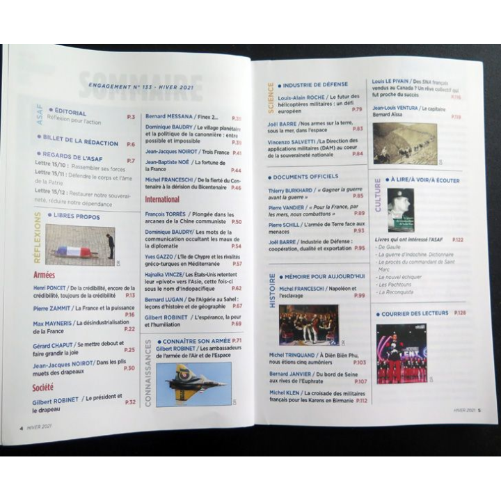 ASAF N°133 : bulletin ENGAGEMENT de l'association de soutien à l'armée française Hiver 2021