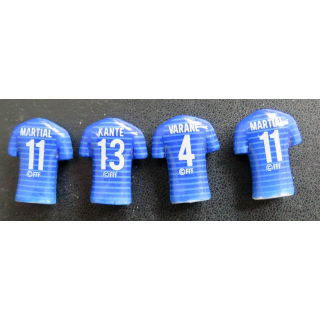 4 fèves de l'équipe de France de football n° 4, 2 x n° 11 et n° 13