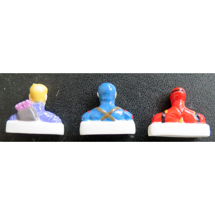 3 fèves Marvel Hawkeye, Captain America et Iron Man