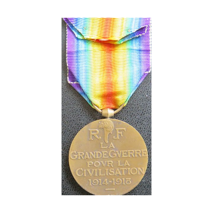 FRANCE :  médaille interalliée de La Victoire 1914-1918 en bronze ruban neuf