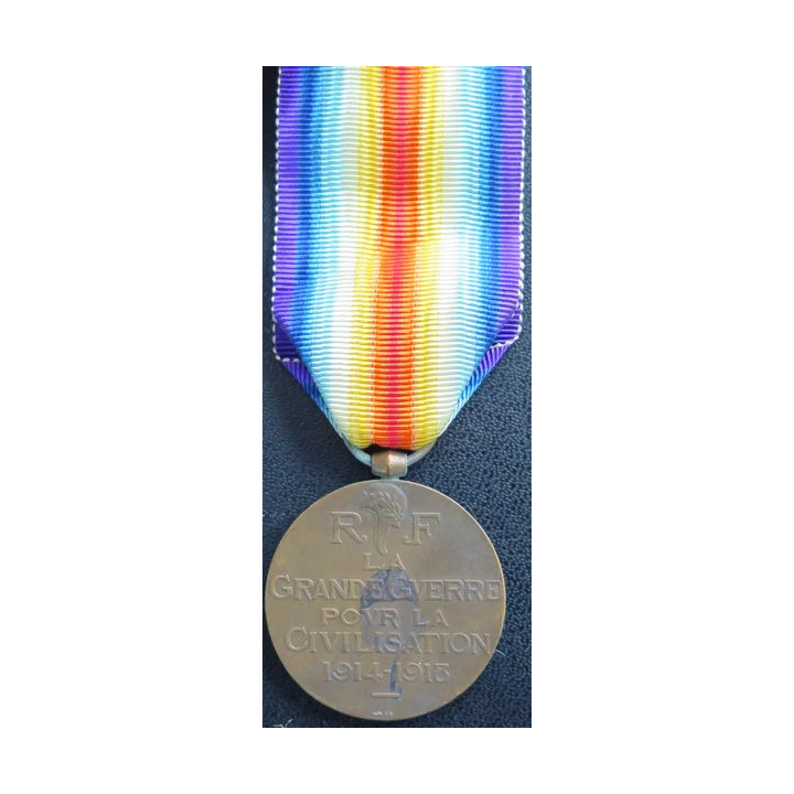 FRANCE :  médaille interalliée de La Victoire 1914-1918 en bronze ruban neuf