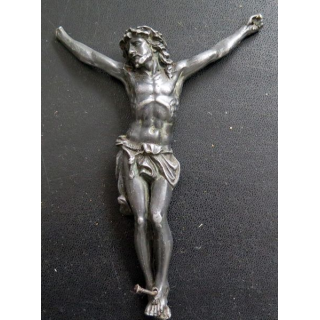 Crucifix en métal (bronze ?) main gauche coupée hauteur 14 cm