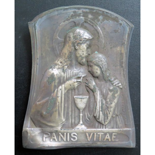Plaque argentée sur le pain de vie Panis Vitae 15 cm de hauteur