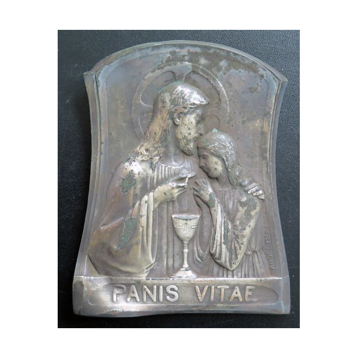 Plaque argentée sur le pain de vie Panis Vitae 15 cm de hauteur