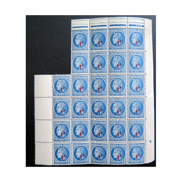 FRANCE : feuille de 28 timbres neufs de CERES de Mazelin 1F + 1,30 F bleu 1947