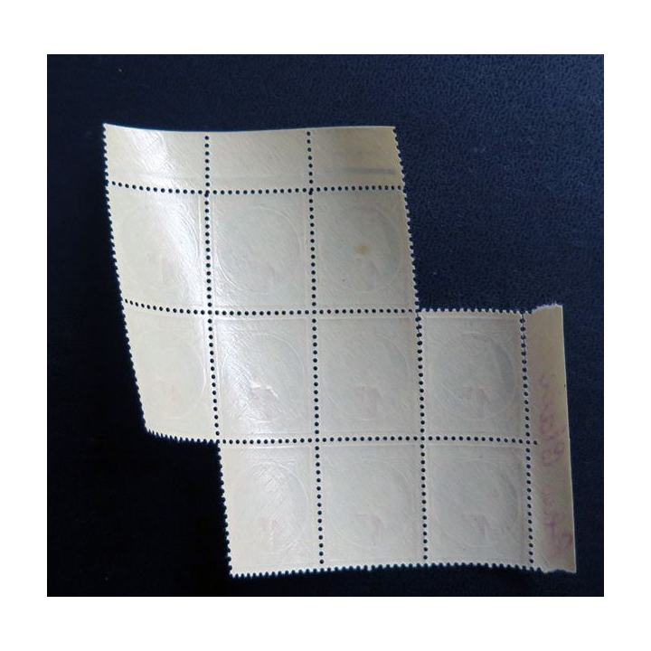 FRANCE : feuille de 10 timbres neufs de CERES de Mazelin 1F + 1,30 F bleu 1947