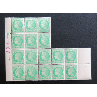 FRANCE : feuille de 31 timbres neufs de CERES de Mazelin 2 Francs vert 1946