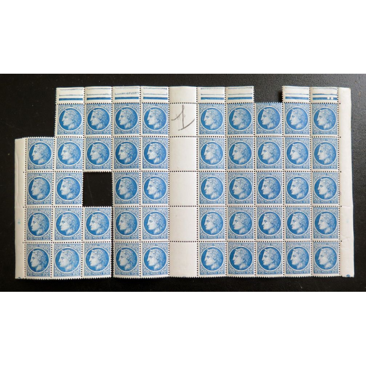FRANCE : feuille de 46 timbres neufs de CERES de Mazelin 1,30 F bleu 1947