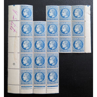 FRANCE : feuille de 20 timbres neufs de CERES de Mazelin 1,30 F bleu 1947