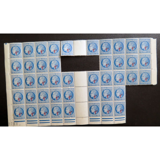 FRANCE : feuille de 44 timbres neufs de CERES de Mazelin 1F + 1,30 F bleu 1947