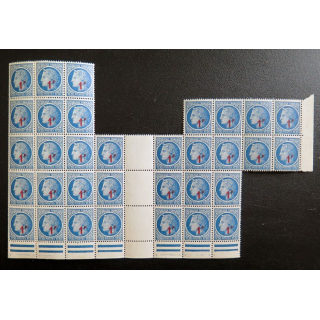 FRANCE : feuille de 38 timbres neufs de CERES de Mazelin 1F + 1,30 F bleu 1947