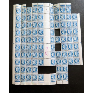 FRANCE : feuille de 90 timbres neufs de CERES de Mazelin 1,30 F bleu 1947