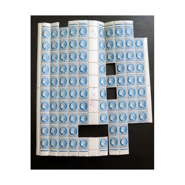 FRANCE : feuille de 90 timbres neufs de CERES de Mazelin 1,30 F bleu 1947