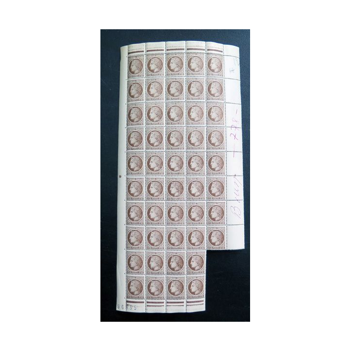 FRANCE : feuille de 48 timbres neufs de CERES de Mazelin 2,50 F brun 1946
