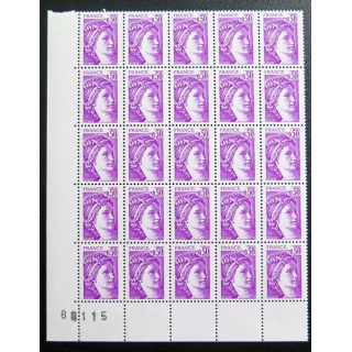 FRANCE : feuille de 25 timbres neufs de Sabine de Gandon 0,50 F violet 1978