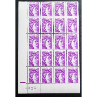 FRANCE : feuille de 20 timbres neufs de Sabine de Gandon 0,50 F violet 1978