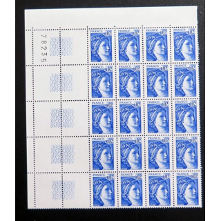 FRANCE : feuille de 20 timbres neufs de Sabine de Gandon 0,02 Bleu violet 1978