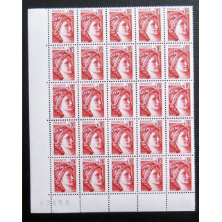 FRANCE : feuille de 25 timbres neufs de Sabine de Gandon 0,10 F Rouge brun 1978
