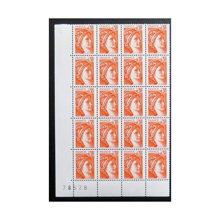 FRANCE : feuille de 20 timbres neufs de Sabine de Gandon 0,30 F Orange 1978