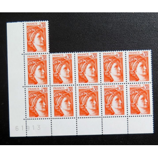 FRANCE : feuille de 11 timbres neufs de Sabine de Gandon 0,30 F Orange 1978