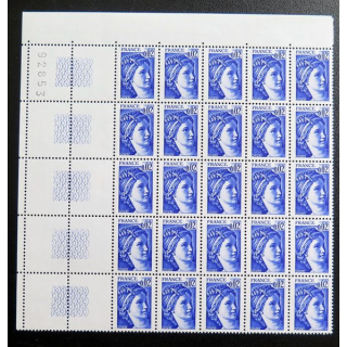 FRANCE : feuille de 25 timbres neufs de Sabine de Gandon 0,02 F Bleu violet 1978