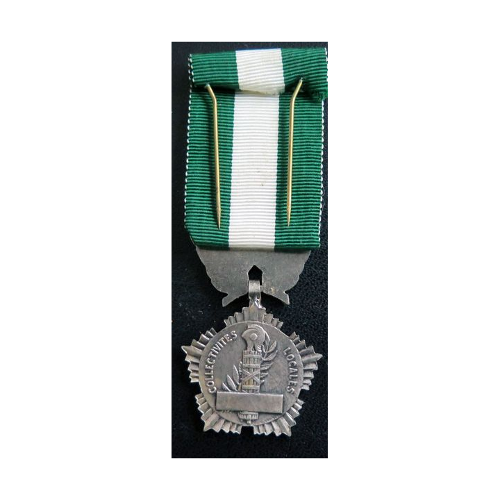 FRANCE : médaille des collectivités locales en bronze argenté petit module signée Crouzat