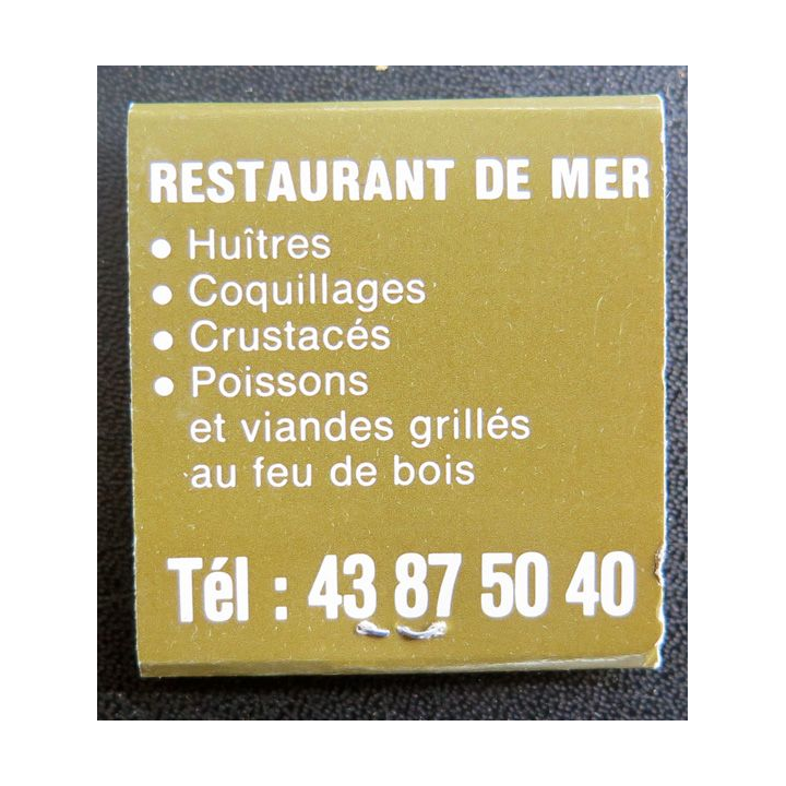 BOITE D'ALLUMETTES : Restaurant de mer Paris  (neuve)