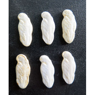 Lot de 6 Fèves type perroquets en céramique