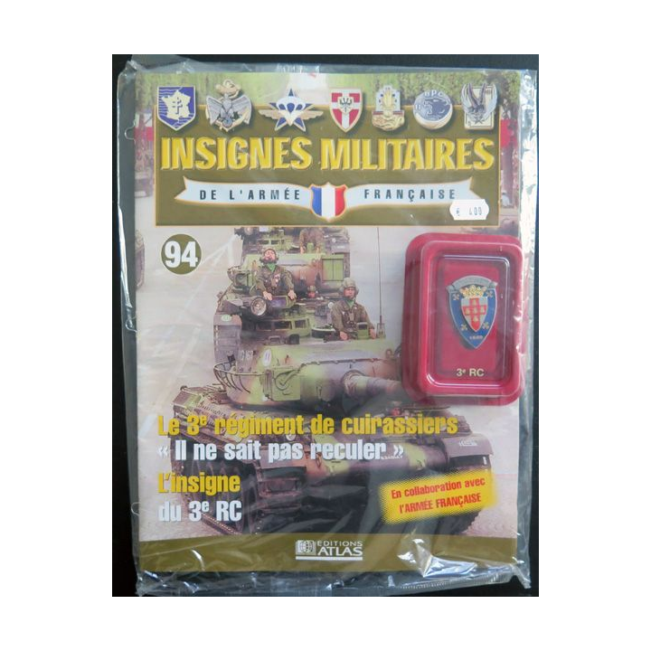 3° RC : insigne du 3° régiment de cuirassiers Arthus Bertrand pour les Editions Atlas