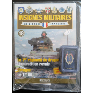 1° RD : insigne métallique du 1° régiment de dragons fabriqué par Arthus Bertrand pour les éditions Atlas
