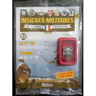 11° DP : insigne métallique de la 11° division parachutiste réalisé par Arthus Bertrand pour les Editions Atlas