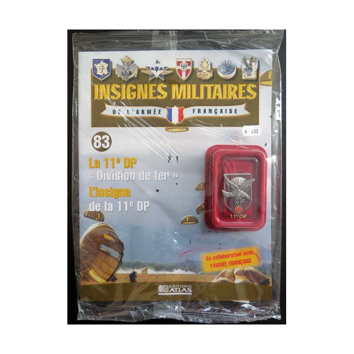 11° DP : insigne métallique de la 11° division parachutiste réalisé par Arthus Bertrand pour les Editions Atlas
