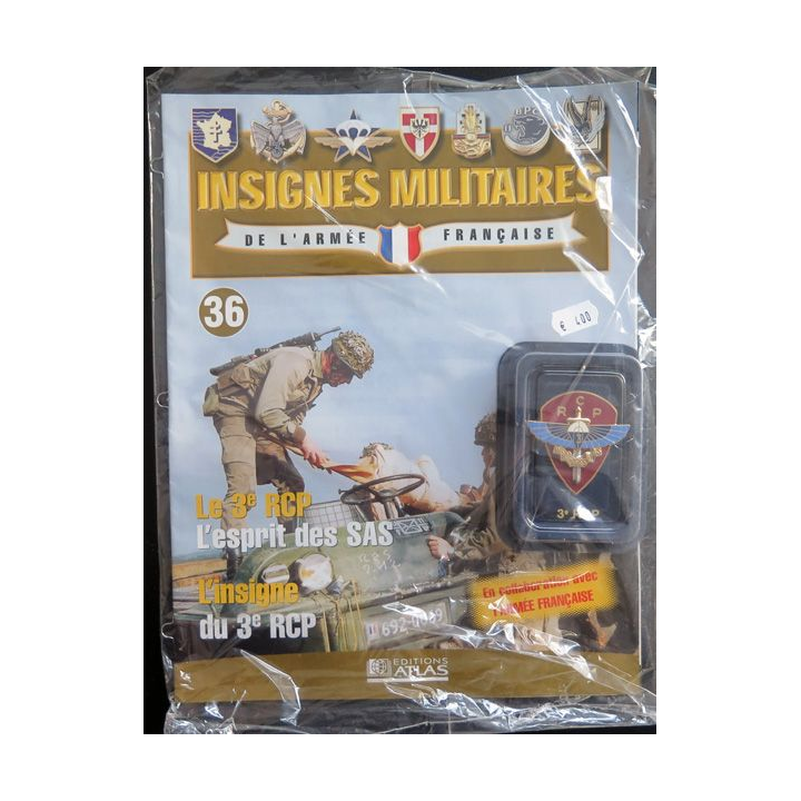 3° RCP : insigne métallique du 3° régiment de chasseurs parachutistes réalisé par Arthus Bertrand pour les Editions Atlas