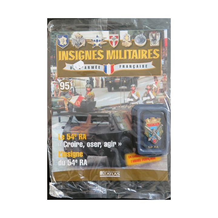 54° RA : insigne métallique du 54° régiment d'artillerie réalisé par Arthus Bertrand pour les Editions Atlas