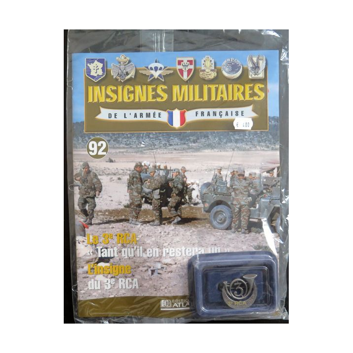 3° RCA : insigne métallique du 3° régiment de chasseurs d'Afrique réalisé par Arthus Bertrand pour les Editions Atlas