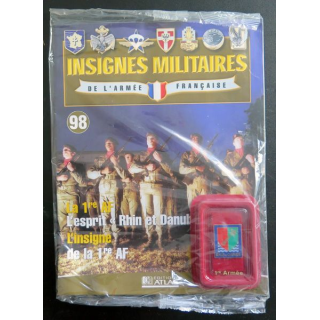 RHIN ET DANUBE : insigne métallique de la 1° armée Rhin et Danube réalisé par Arthus Bertrand pour les Editions Atlas