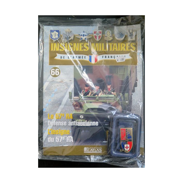 57° RA : insigne métallique du 57° régiment d'artillerie fabriqué par Arthus Bertrand pour les éditions Atlas