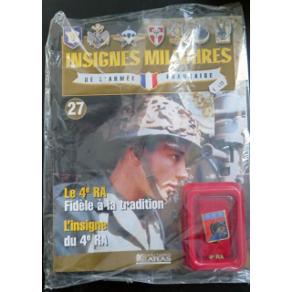 4° RA : insigne métallique du 4° régiment d'artillerie fabriqué par Arthus Bertrand pour les éditions Atlas