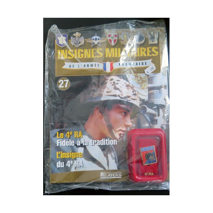 4° RA : insigne métallique du 4° régiment d'artillerie fabriqué par Arthus Bertrand pour les éditions Atlas