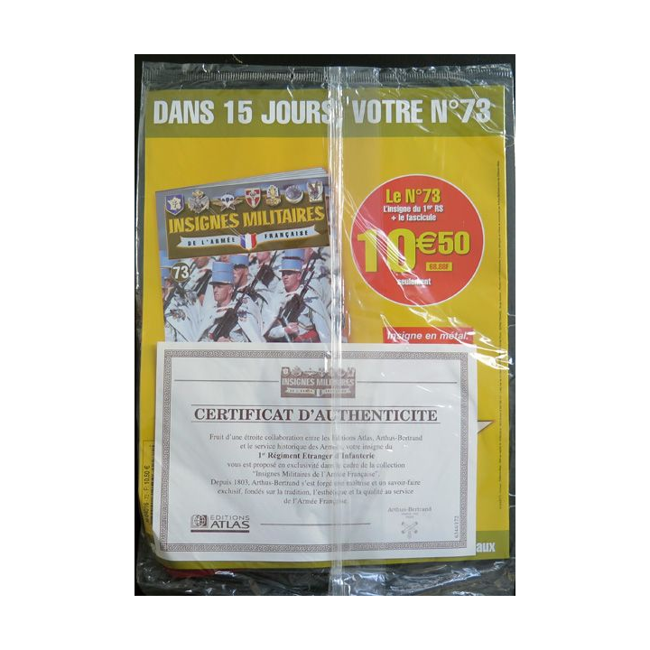 1° REI : insigne métallique du 1° régiment étranger d'infanterie réalisé par Arthus Bertrand pour les Editions Atlas