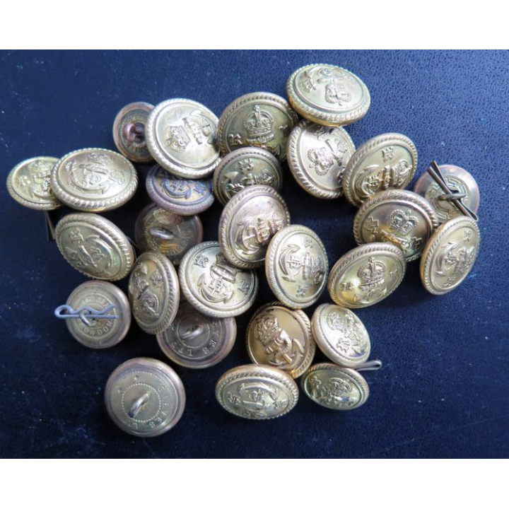 Lot de 27 boutons de la marine anglaise 1° Guerre mondiale sous Edouard VII