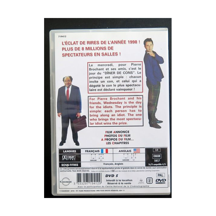 DVD : Le dîner de Cons avec Thierry lhermitte et jacques villeret