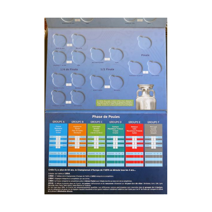 Livre collection médailles UEFA EURO 2016 FRANCE avec 1 médaille sur la couverture