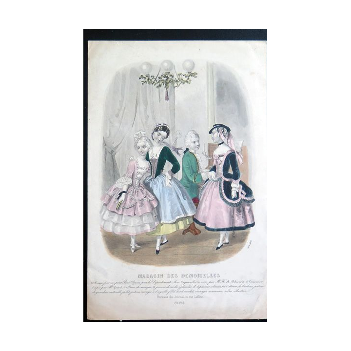 Gravure mode Magasin des demoiselles 26 x 16,7 cm