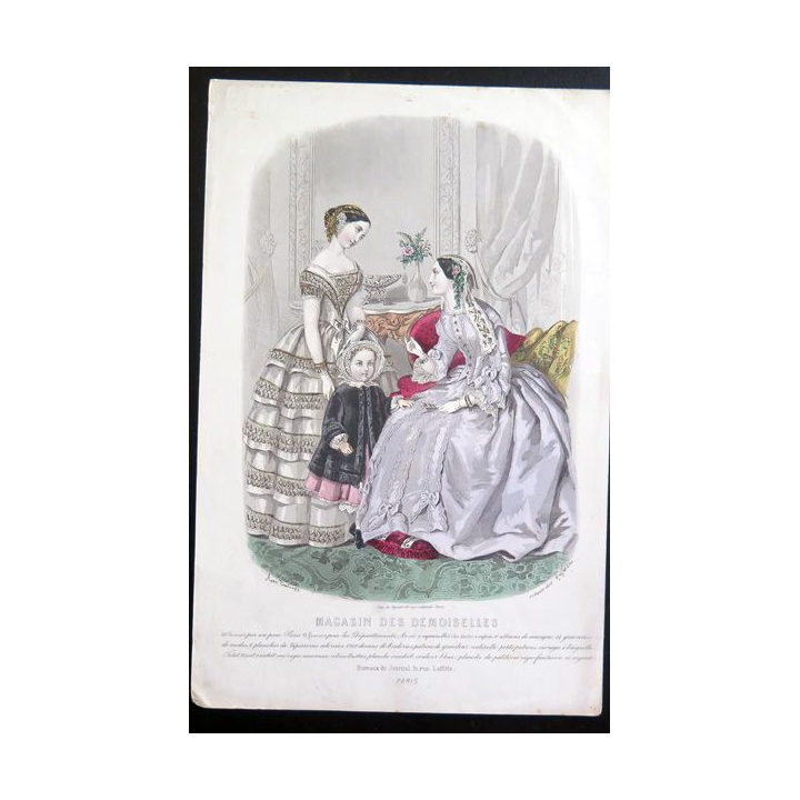Gravure mode Magasin des demoiselles 26 x 17 cm