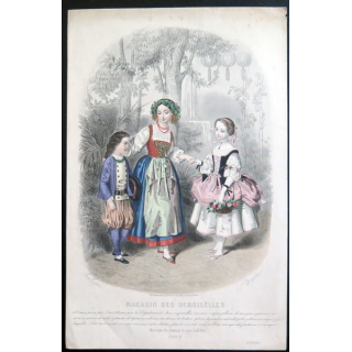 Gravure mode Magasin des demoiselles 16,5 x 25,7 cm