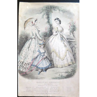 Gravure mode Magasin des demoiselles 26 x 17 cm