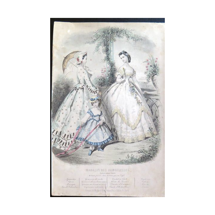 Gravure mode Magasin des demoiselles 26 x 17 cm